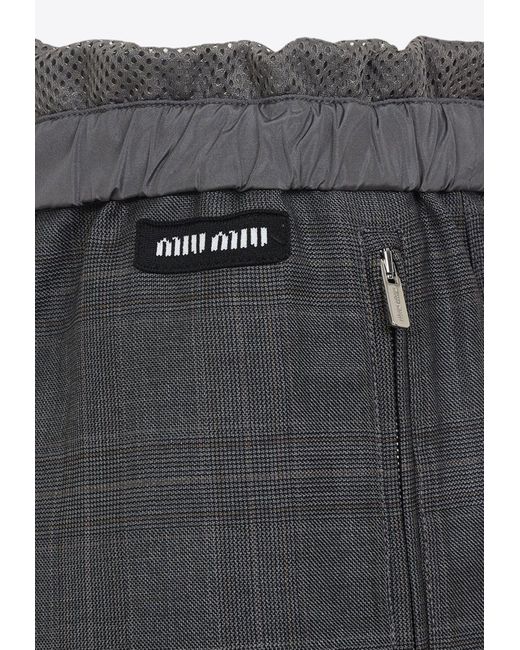 Miu Miu Gray Virgin Wool Checked Pants