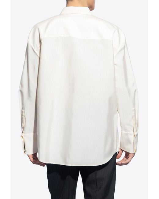 Saint Laurent White Oversized Faille Long-Sleeved Shirt for men