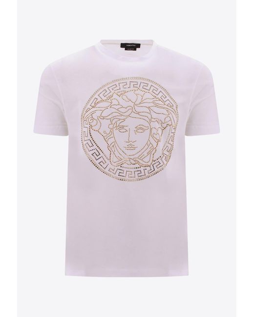 Versace Pink Medusa Print Crewneck T-Shirt for men