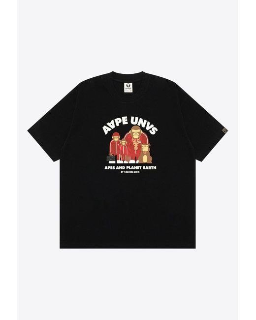 Aape Black Unvs Crewneck T-Shirt for men