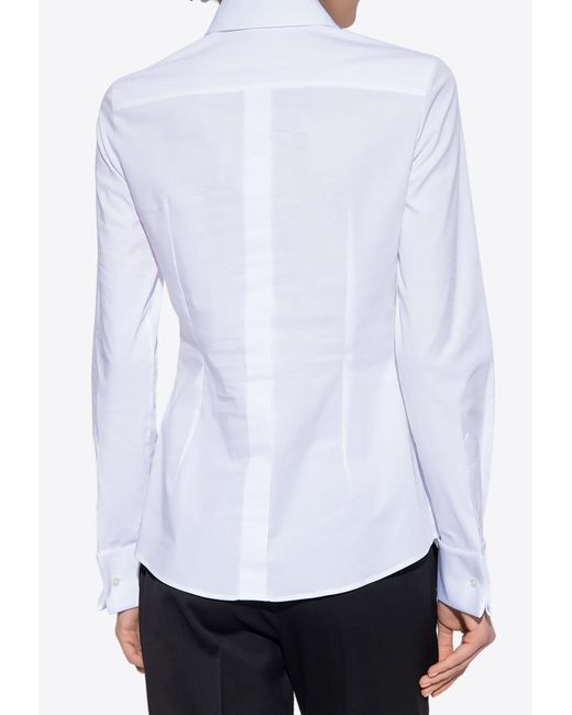 Dolce & Gabbana White Stretch Tuxedo Long-Sleeved Shirt