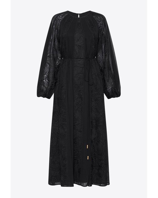 Aje. Black Soleil Lace Midi Dress