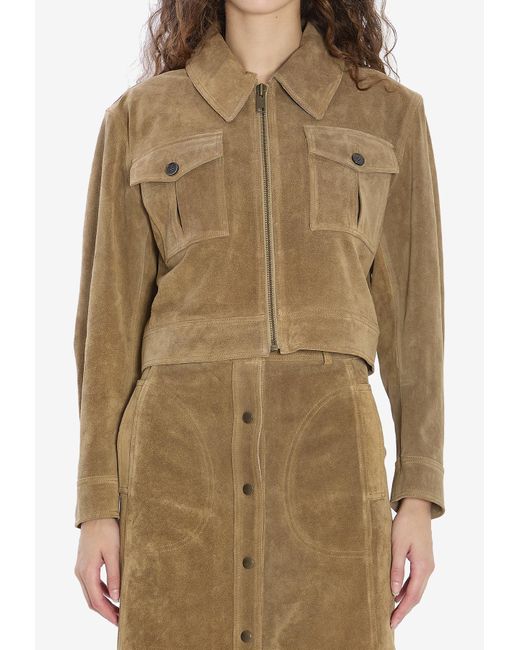 Arma Natural Helen Suede Cropped Jacket