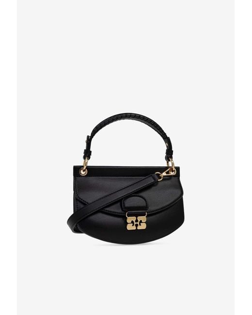 Ganni Mini Apo-G Top Handle Bag in Black | Lyst