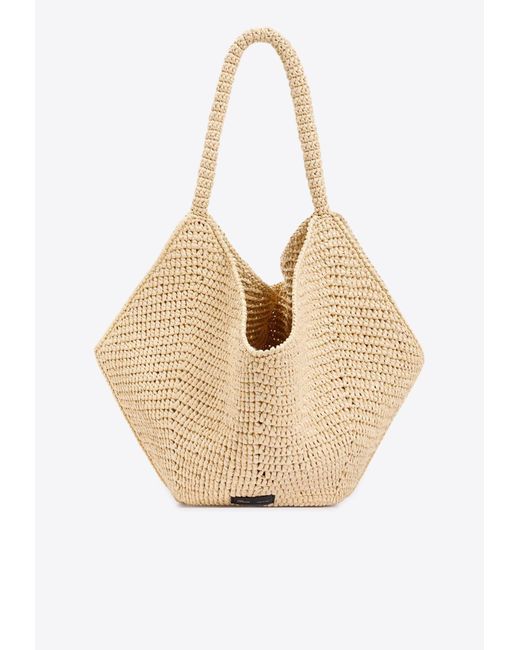 Khaite Natural Medium Lotus Raffia Tote Bag