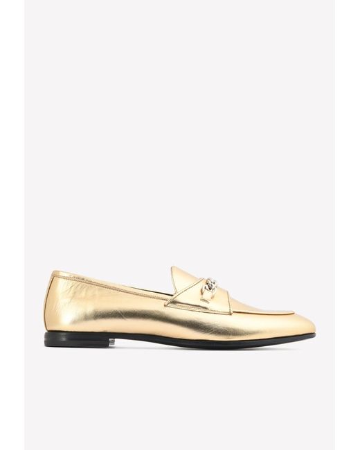 Tom Ford Chain Metallic Leather Loafers | Lyst