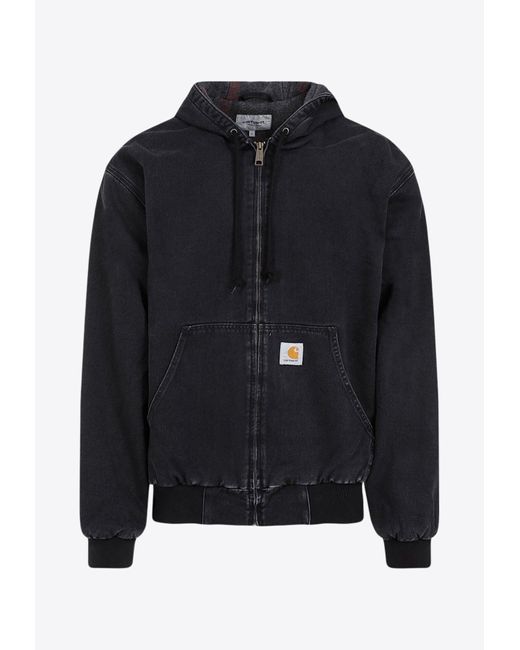 Carhartt WIP Black Washed-out Zip-up Hooded Sweatshirt for men