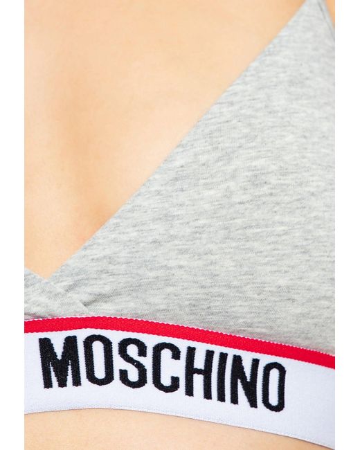 Moschino Logo Waistband Triangle Bra in White