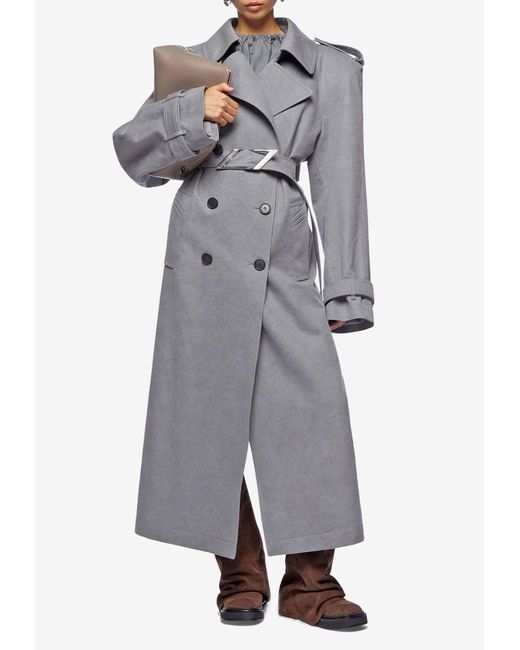 コート THE ATTICO Double-breasted trench coat Gray The Attico Double-breasted Trench Coat | italist