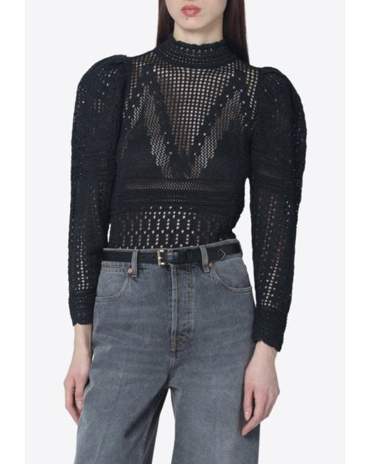 Isabel Marant Black Openwork Knit Top