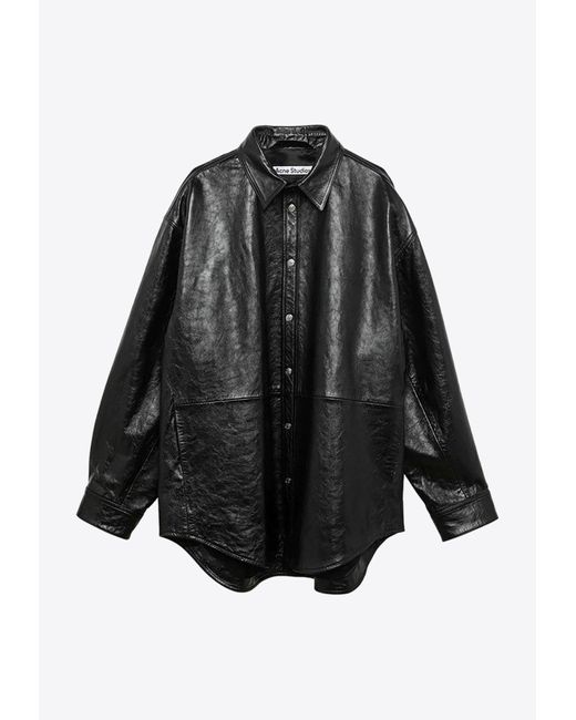 Acne Black Oversized Leather Jacket for men