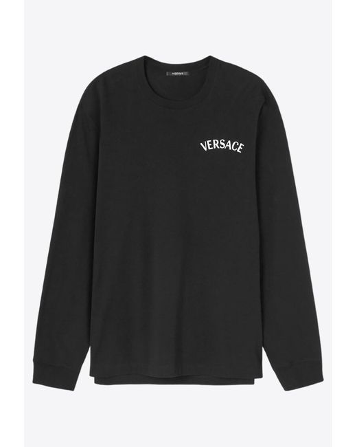 Versace Black Logo Milano Stamp Long-Sleeved T-Shirt for men