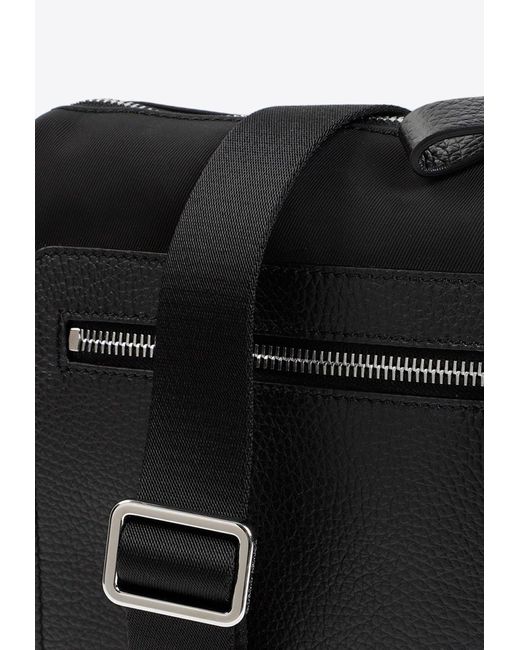 Giorgio Armani Black Logo Messenger Bag for men