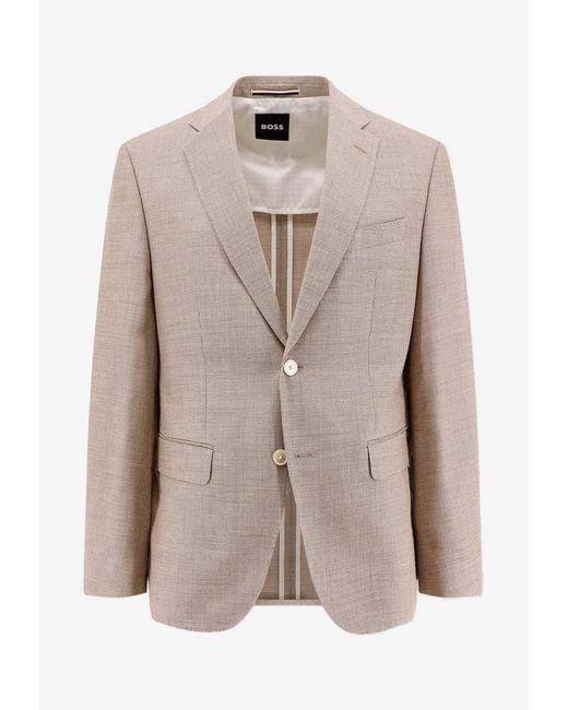 Boss Natural Wool-Blend Single-Breasted Blazer for men