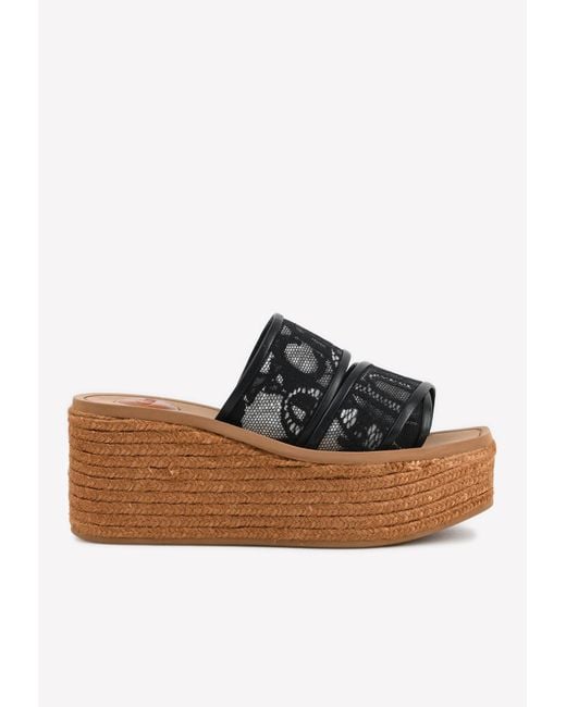 Chloé Woody 65 Lace Espadrille Wedges in Black | Lyst Canada