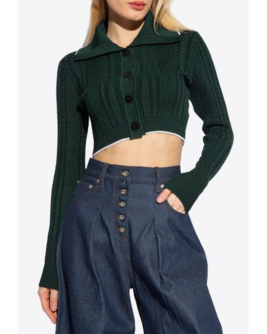 Jacquemus Green Bela Knitted Cropped Cardigan
