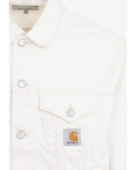 Carhartt White Helston Logo-Patch Denim Jacket for men