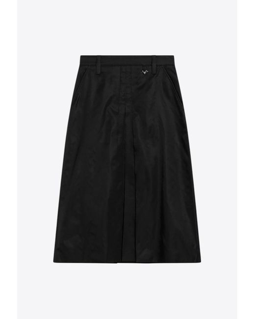 Prada Black High-Rise Flared Midi Skirt