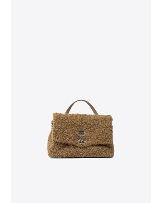 Zanellato Brown Small Postina Shearling Top Handle Bag
