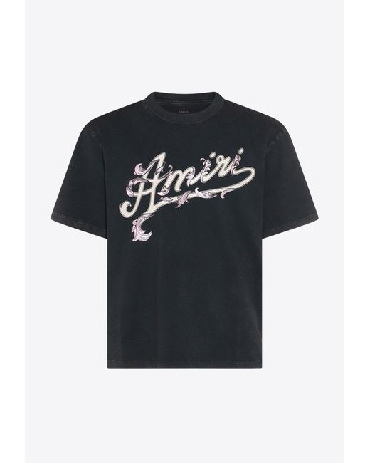 Amiri Black Filigree Logo Short-Sleeved T-Shirt for men