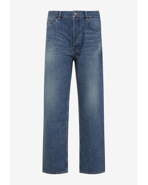 Saint Laurent Blue Mick Long Straight-Leg Jeans for men