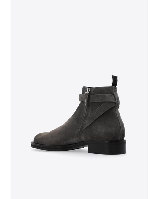 Givenchy Black Lock Suede Ankle Boots for men