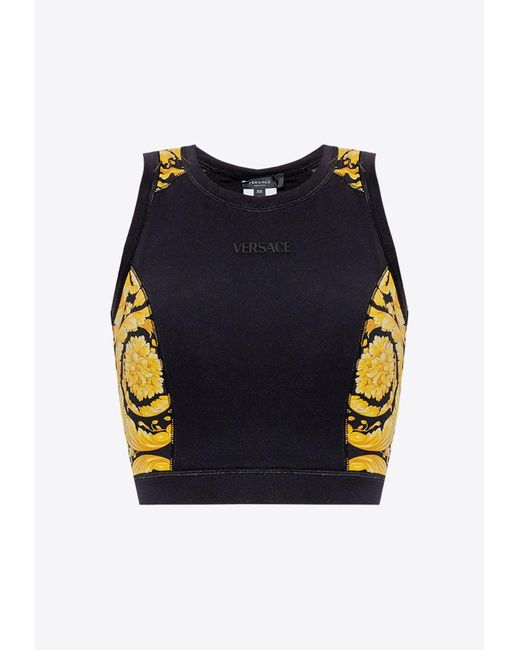 Versace Blue Barocco Patterned Sports Top