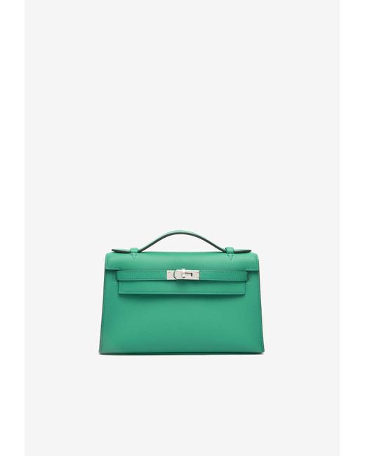 Hermès Green Kelly Pochette Clutch Bag