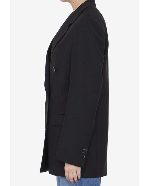 Loewe Black Double-Breasted Wool And Mohair Blend Blazer