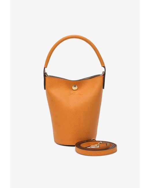 Longchamp Orange Xs Épure Leather Bucket Bag