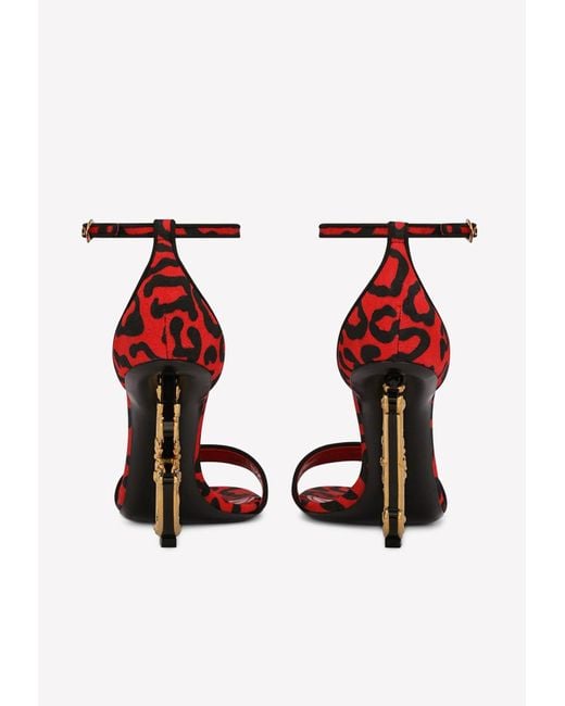 Dolce & Gabbana Red 105 Leopard Print Baroque Dg Sandals