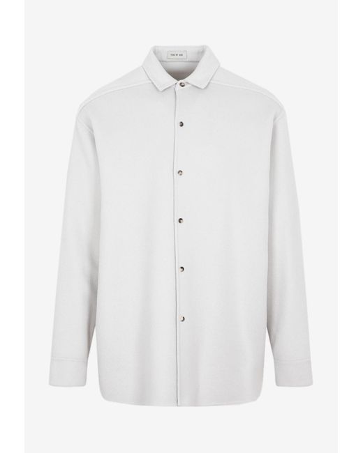 Fear Of God White Long-sleeved Shirt In Wool And Cashmere for men