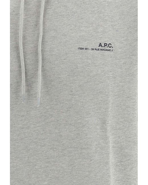 A.P.C. Gray Logo Print Hooded Sweatshirt