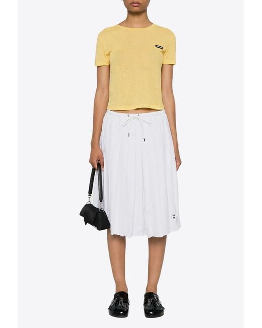 【MIUMIU】お洒落☆lady's ロゴ シアー 半袖シャツ yellow イエロー（黄色）系 MiuMiu(ミュウミュウ) ブラウス・シャツ