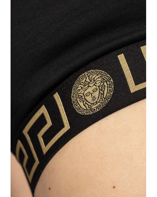 Versace Black Greca Racerback Bra