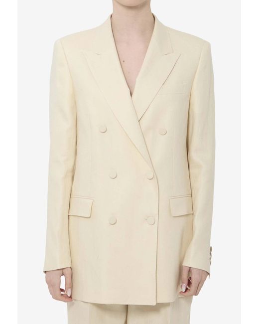 Tagliatore Natural Double-Breasted Buttoned Blazer