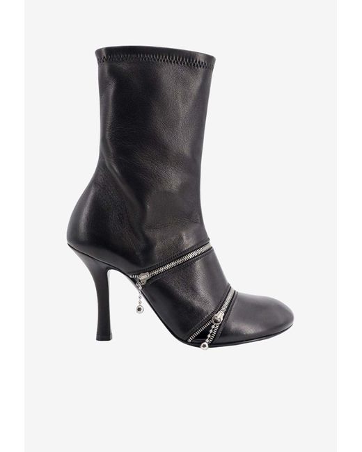 Burberry Black 100 Decorative-Zip Ankle Boots