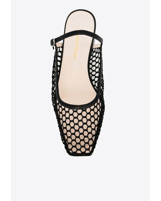 Andrea Wazen White Julie Net Flat Mules