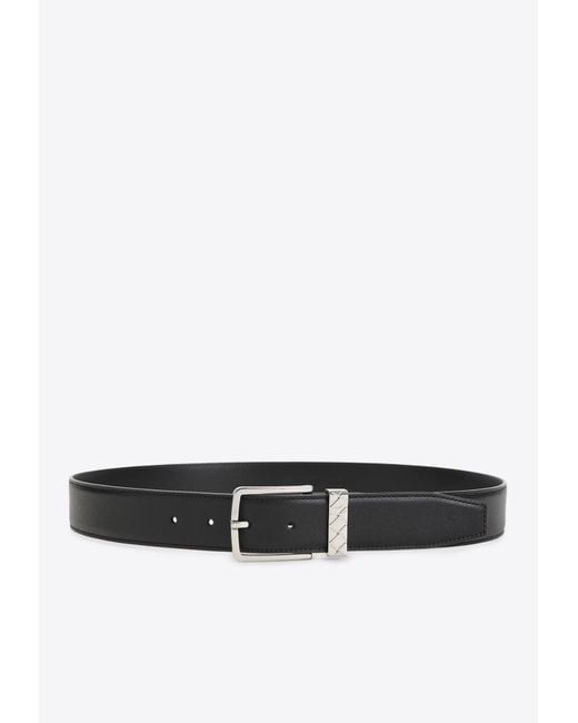 Bottega Veneta White Leather Belt With Intrecciato Loop for men