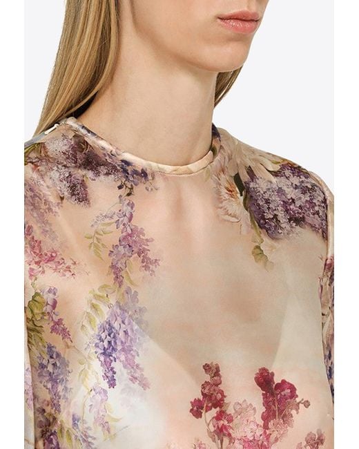 Zimmermann Multicolor Luminosity Bias Floral Print Maxi Dress