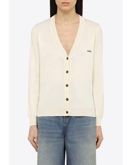A.P.C. Natural V-Neck Button-Up Cardigan