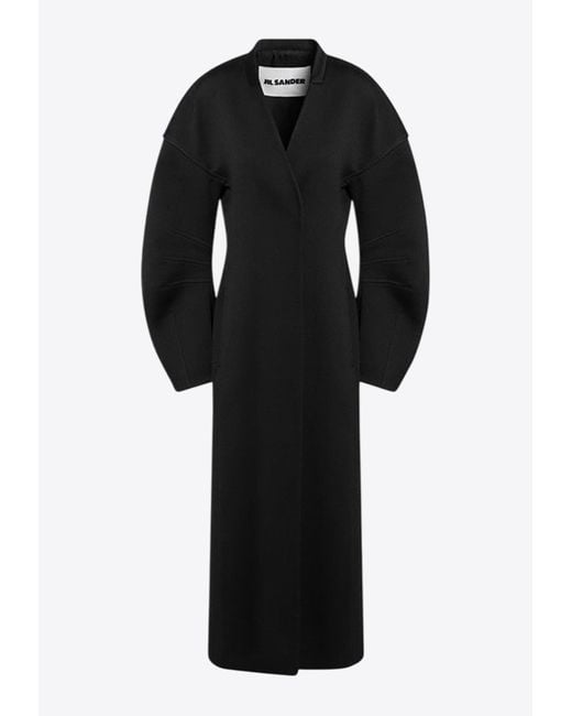 Jil Sander Black Single-Breasted Wool Coat