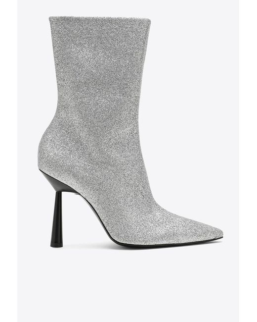 Gia Rosie 110 Glittered Ankle Boots in Gray Lyst