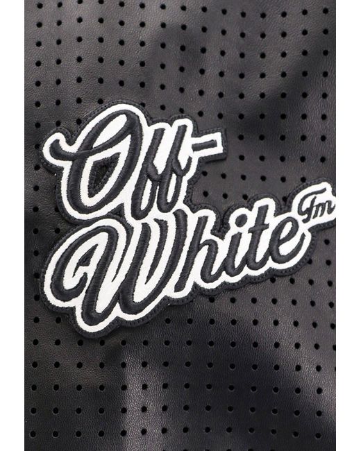 Off-White c/o Virgil Abloh Black 90S Logo Leather Mesh Jacket for men