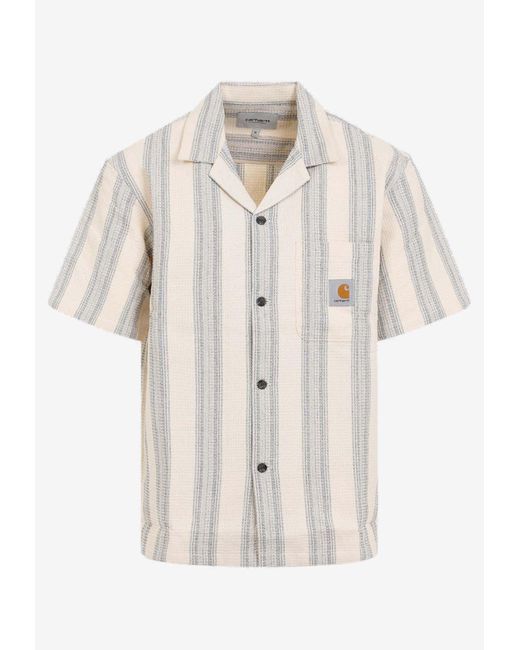 Carhartt Natural Dodson Striped Short-Sleeved Shirt for men