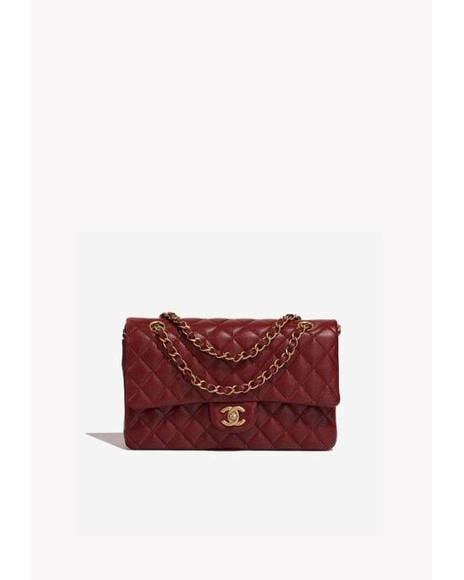 Chanel Medium Timeless Shoulder Bag In Red Caviar Leather With