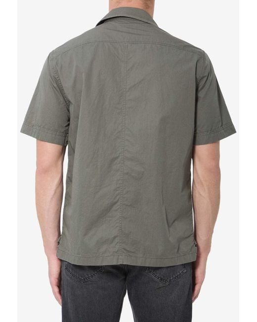 Dolce & Gabbana Gray Logo Patch Buttoned Shirt for men