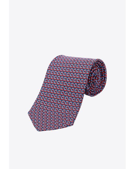 Ferragamo Purple Gancini Print Silk Tie for men
