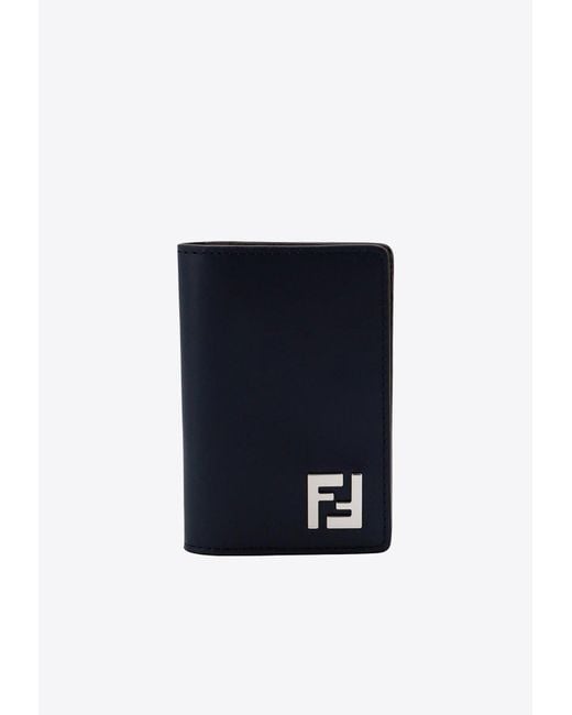 Fendi Blue Ff Squared Bi-Fold Cardholder for men