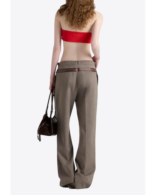 Prada Gray Printed Belt Technical Wool Pants
